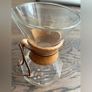 Glass Pour-Over Coffee Maker with Wood Collar - Brown